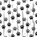 Paw print seamless. Traces of Cat Textile Pattern. Cat footprint seamless pattern. Vector seamless