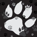 Paw print seamless. Traces of Cat Textile Pattern. Cat footprint seamless pattern. Vector seamless Royalty Free Stock Photo