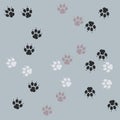 Paw print seamless. Traces of Cat Textile Pattern. Vector seamless Royalty Free Stock Photo