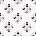 Paw print seamless. Traces of Cat Textile Pattern. Vector seamless Royalty Free Stock Photo