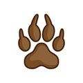 Paw print set. Paw foot trail print of animal. brown color flat icon