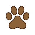 Paw print set. Paw foot trail print of animal. brown color flat icon