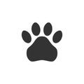 Paw print. Simple monochrome pets footprint