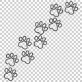 Paw print vector icon in line style. Dog or cat pawprint illustration. Animal silhouette. Royalty Free Stock Photo