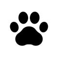 Paw prints. Dog or cat vector, icon. Footprint pet. Foot puppy isolated on white background. Black silhouette paw. Cute shape paw Royalty Free Stock Photo