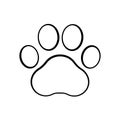 Paw prints. Dog or cat vector, icon. Footprint pet. Foot puppy isolated on white background. Black silhouette paw. Cute shape paw Royalty Free Stock Photo