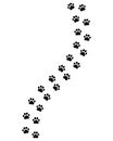 Paw prints. Footprints for pets, dog or cat. Pet print pattern. Foot puppy. Black silhouette shape paw. Footprint pet. Animal trac Royalty Free Stock Photo