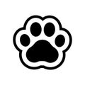 Paw prints. Icon dog and cat. Footprint pet. Foot puppy isolated on white background. Black silhouette shape paw. Cute sticker. Wa Royalty Free Stock Photo