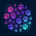 Paw Prints round bright and colored vector illustration