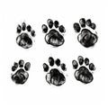 Black Boxer Paw Prints On White Background