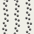 Paw seamless pattern. Reflected cat or dog background. Footprint design for prints. Reflecting walking patern. Marks printing. Rep Royalty Free Stock Photo