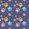 Paw seamless pattern vector doodle abstract animal footprint background for fabric, texture and wallpaper illustration Royalty Free Stock Photo