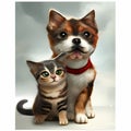 Paw-some Pals - Heartwarming Image of Cats and Dogs as Best Friends Royalty Free Stock Photo