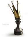 Pawn in a golden crown isolated Royalty Free Stock Photo