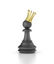 Pawn in a golden crown on white. Royalty Free Stock Photo