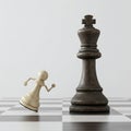 The pawn rushes to attack the chess king. Royalty Free Stock Photo