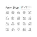 Pawn shop linear icons set Royalty Free Stock Photo