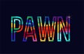 pawn word typography design in rainbow colors logo