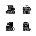 Pawnbroker shop black glyph icons set on white space