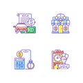 Pawnbroker shop RGB color icons set