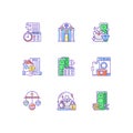Pawnbrokery RGB color icons set