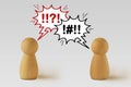 Pawns with argue speech bubbles - Concept of conflict and dialogue