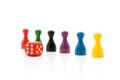 Pawns and dice Royalty Free Stock Photo