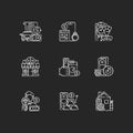 Pawnshop chalk white icons set on black background Royalty Free Stock Photo