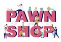 Pawnshop typography banner template, vector flat illustration Royalty Free Stock Photo