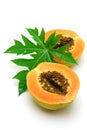 Pawpaw halves isolated Royalty Free Stock Photo