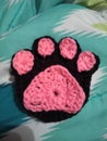 Pawprint, crochet, black, pink, hobby