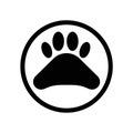 Pawprint icon vector isolated on white background, Pawprint sign , dark pictogram Royalty Free Stock Photo