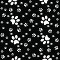 Paws background, paw black pattern, vector illustration Royalty Free Stock Photo