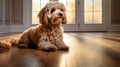 paws dog on hardwood floor