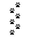 Paws, footprints, silhouette traces of cat, dog sign Royalty Free Stock Photo