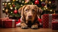 Paws and Ornaments: Cute Puppy Poses Amidst Christmas Decorations