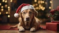 Paws and Ornaments: Cute Puppy Poses Amidst Christmas Decorations