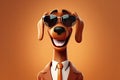 Paws for Professionalism: 3D-Generated Dog Embracing the Business Look on Brown Gradient Background