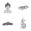 Paws, teacher and other monochrome icon in cartoon style.animal, breed icons in set collection.