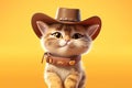 Paws in the Wild West: A 3D-Rendered Cat\'s Cowboy Adventure on Golden Gradient Background