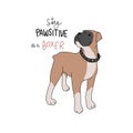 Stay pawsitive as a boxer dog cartoon vector illustration Royalty Free Stock Photo