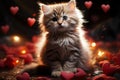 Pawsitively adorable A sweet kitten nestled with a heart radiating love