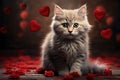 Pawsitively adorable A sweet kitten nestled with a heart radiating love