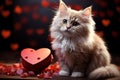 Pawsitively adorable A sweet kitten nestled with a heart radiating love