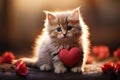 Pawsitively adorable A sweet kitten nestled with a heart radiating love