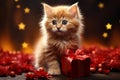 Pawsitively adorable A sweet kitten nestled with a heart radiating love