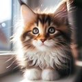 Delighting in the Adorable Antics of a Maine Coon Kitten's Curious Capers. Generative ai for illustrations
