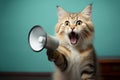 Pawsitively vocal cat signals through hand speaker, giving vital updates