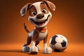 The Pawsome Prodigy: A 3D Generated Tale of a Dogâs Soccer Aspirations on Gradient Brown Background