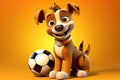 The Pawsome Prodigy: A 3D Generated Tale of a Dogâs Soccer Aspirations on Gradient Orange Golden Background